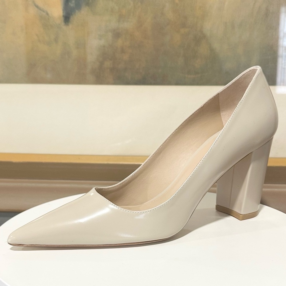 🌹STUART WEITZMAN🌹Stuart 85MM Leather Block-Heel Pumps Size: 9B - Picture 5 of 13